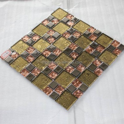 Metal Mix Plating Crystal Glass Vintage And Luxury Style Mosaic Tile Gold Series