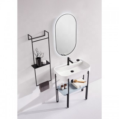 2020 hotel design ceramic vanity basin with metal frame